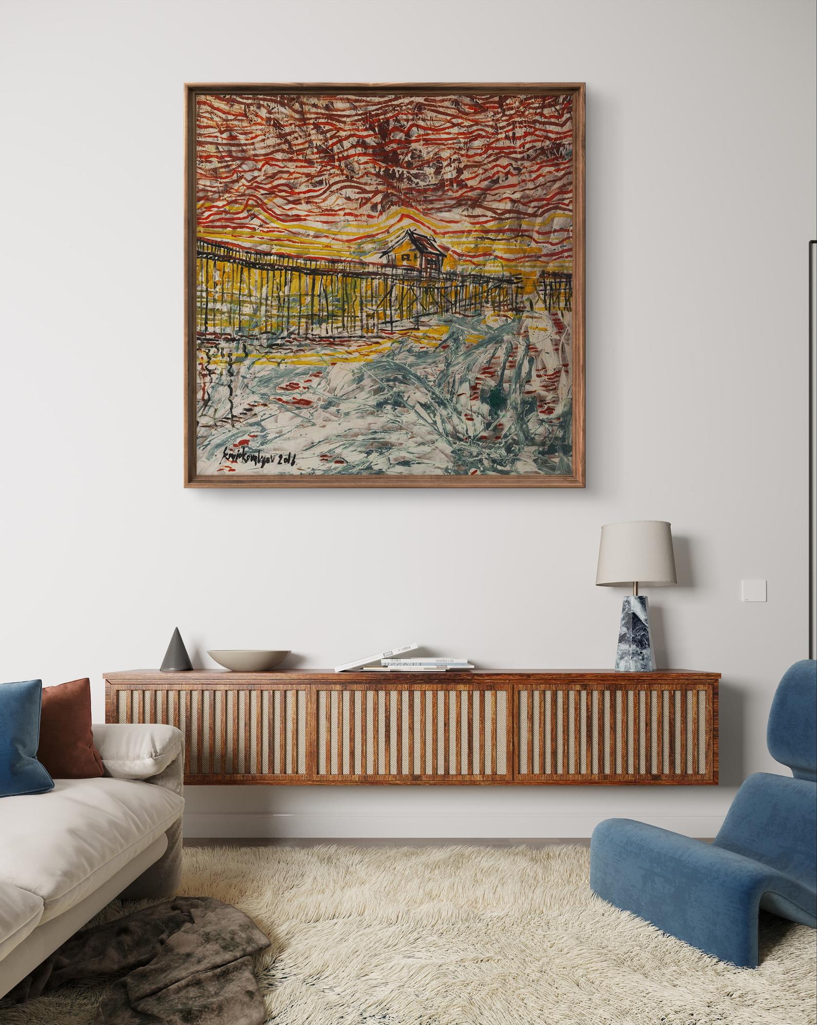 Framed Oil painting Nascer do Sol by Serhiy Kovalev coastal scene