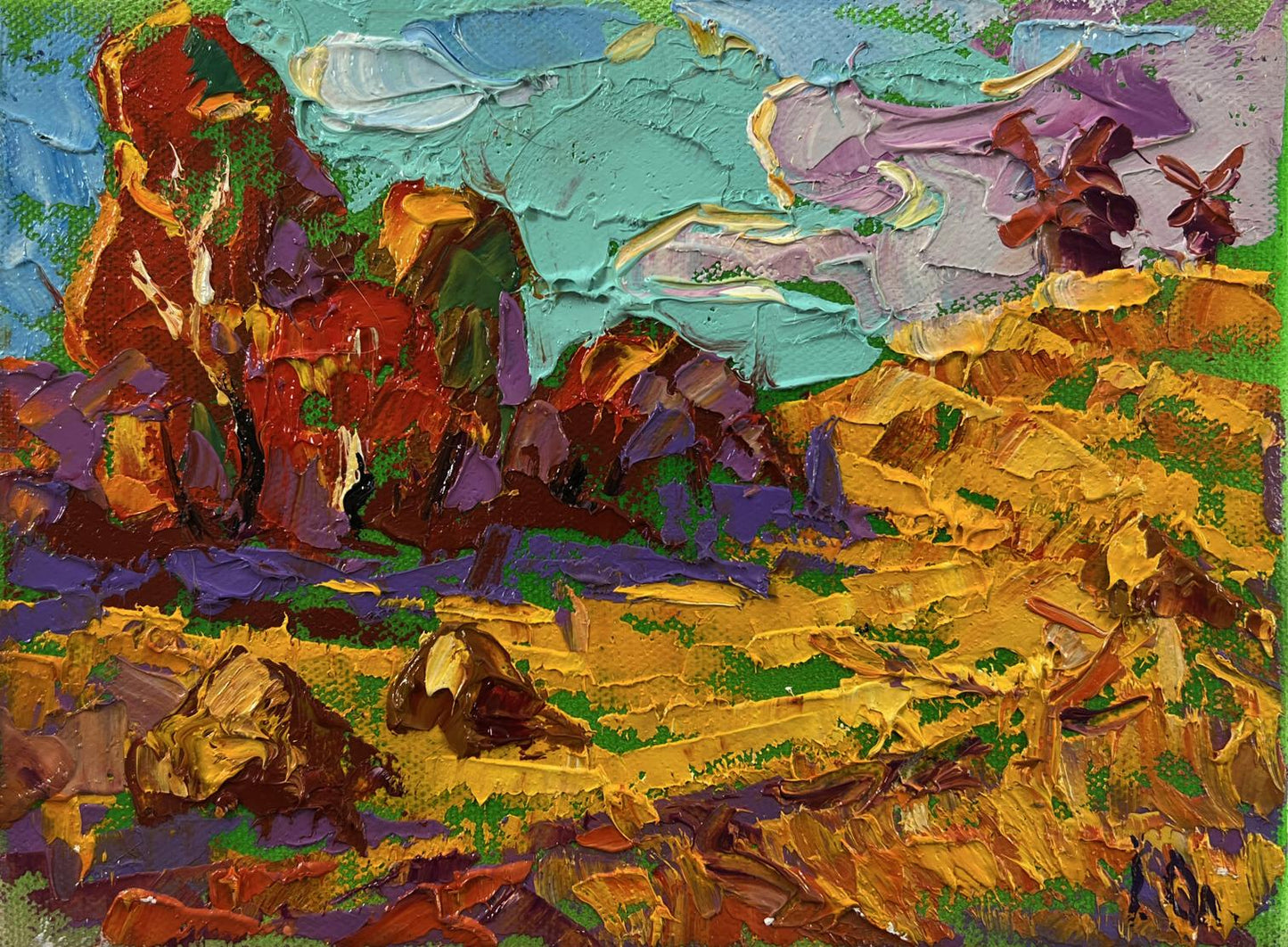 Vibrant impressionist oil painting Autumn nature by Oleksiy Ivanyuk