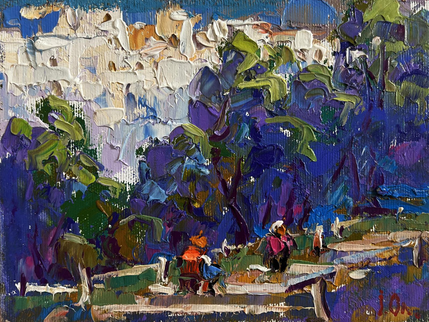Vibrant impressionist oil painting A walk through the city park by Oleksiy Ivanyuk