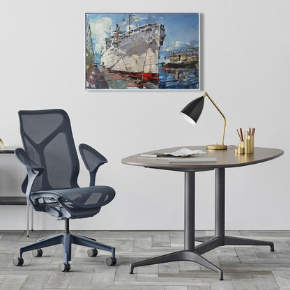 Dark gray mesh ergonomic office chair by Volodymyr Gluhomanyuk