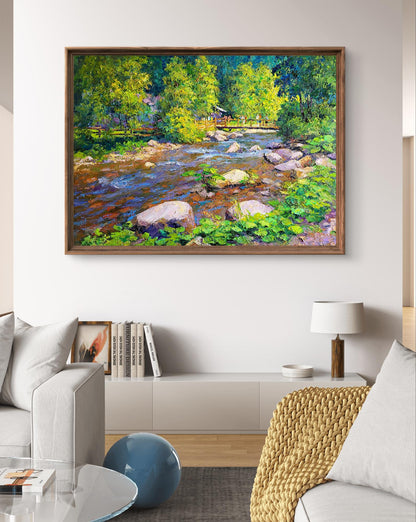 Oil painting April morning at the temple by Boris Serdyuk in wooden frame
