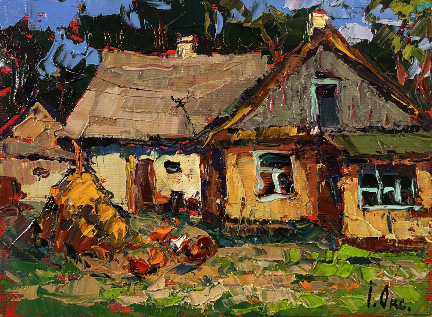 Oil painting Silence in a village house by Oksana Ivanyuk rustic home