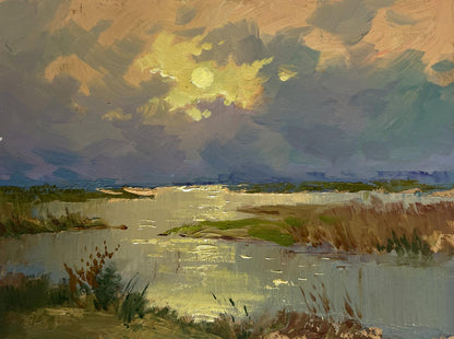 Oil painting The sun says goodbye to the horizon by Yuriy Suprunchuk