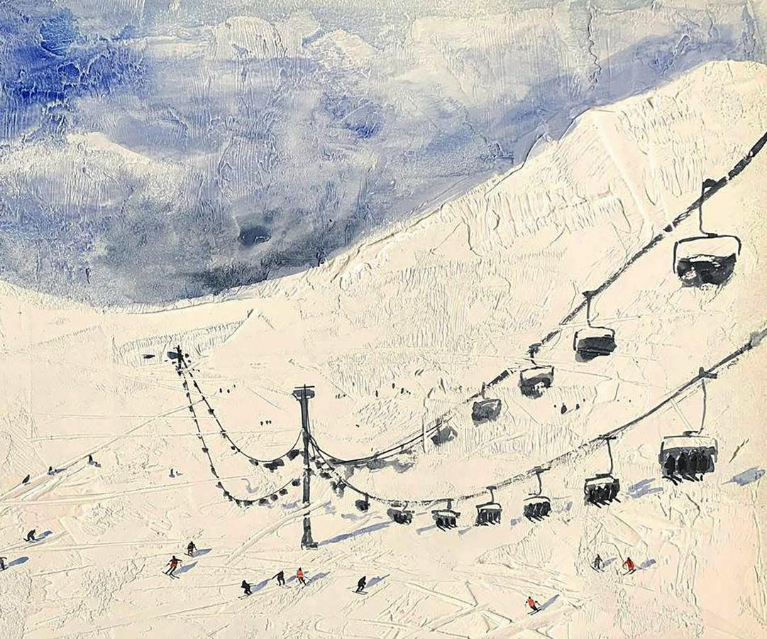 Watercolor painting In the Winter Mountains Olena Klimenko