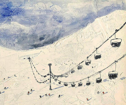 Watercolor painting In the Winter Mountains Olena Klimenko