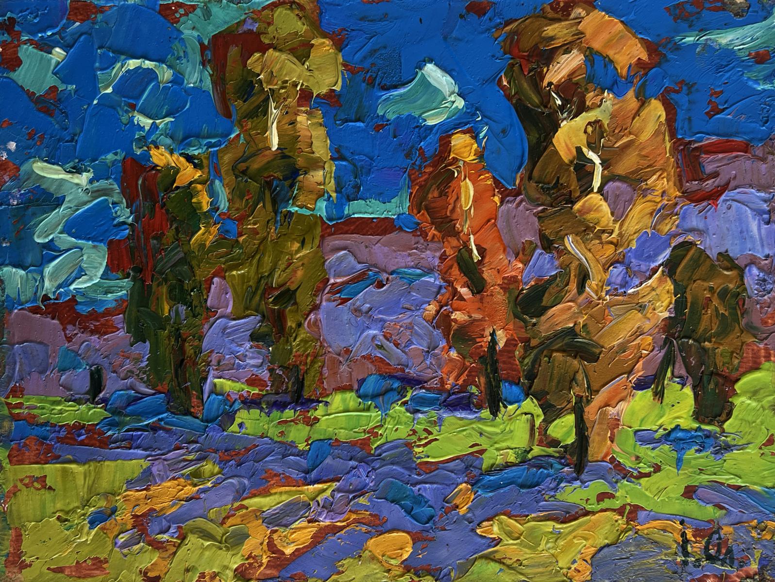 Vibrant impressionist oil painting The rustle of trees in the wind by Oleksiy Ivanyuk