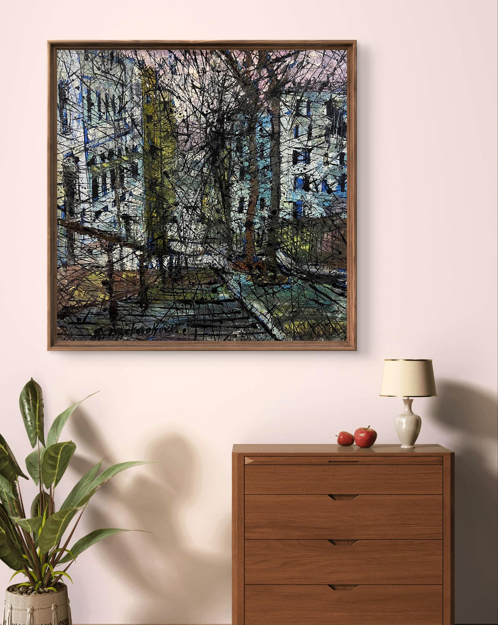 Framed Oil painting Descending from the stairs by Serhiy Kovalev