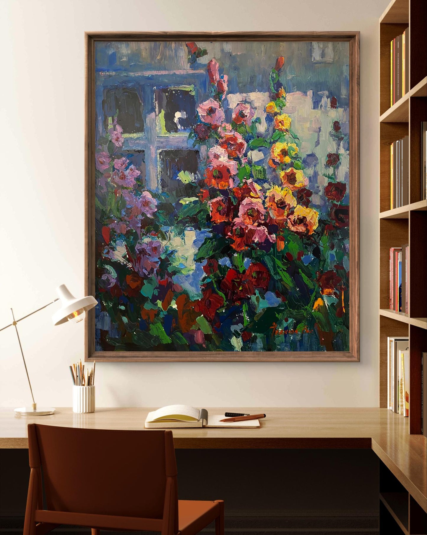 Oil painting Blooming Garden by Oksana Ivanyuk in wooden frame
