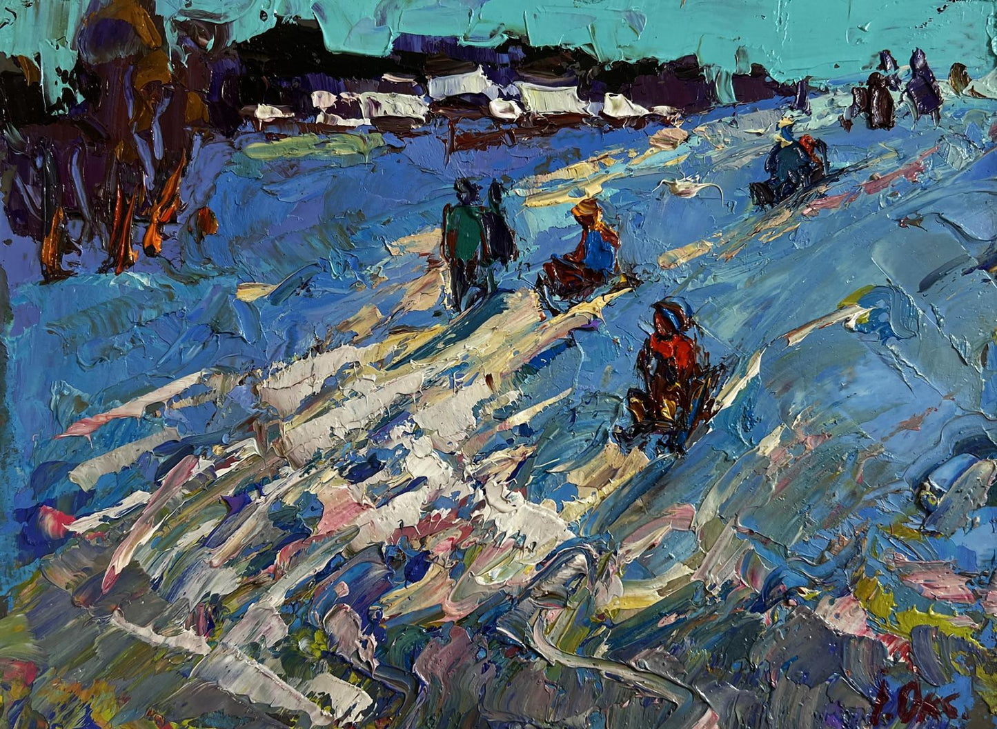 Vibrant impressionist oil painting Until the winter twilight by Oksana Ivanyuk