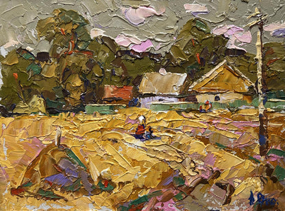 Textured oil painting The Path Leading Home by Oksana Ivanyuk, rural landscape