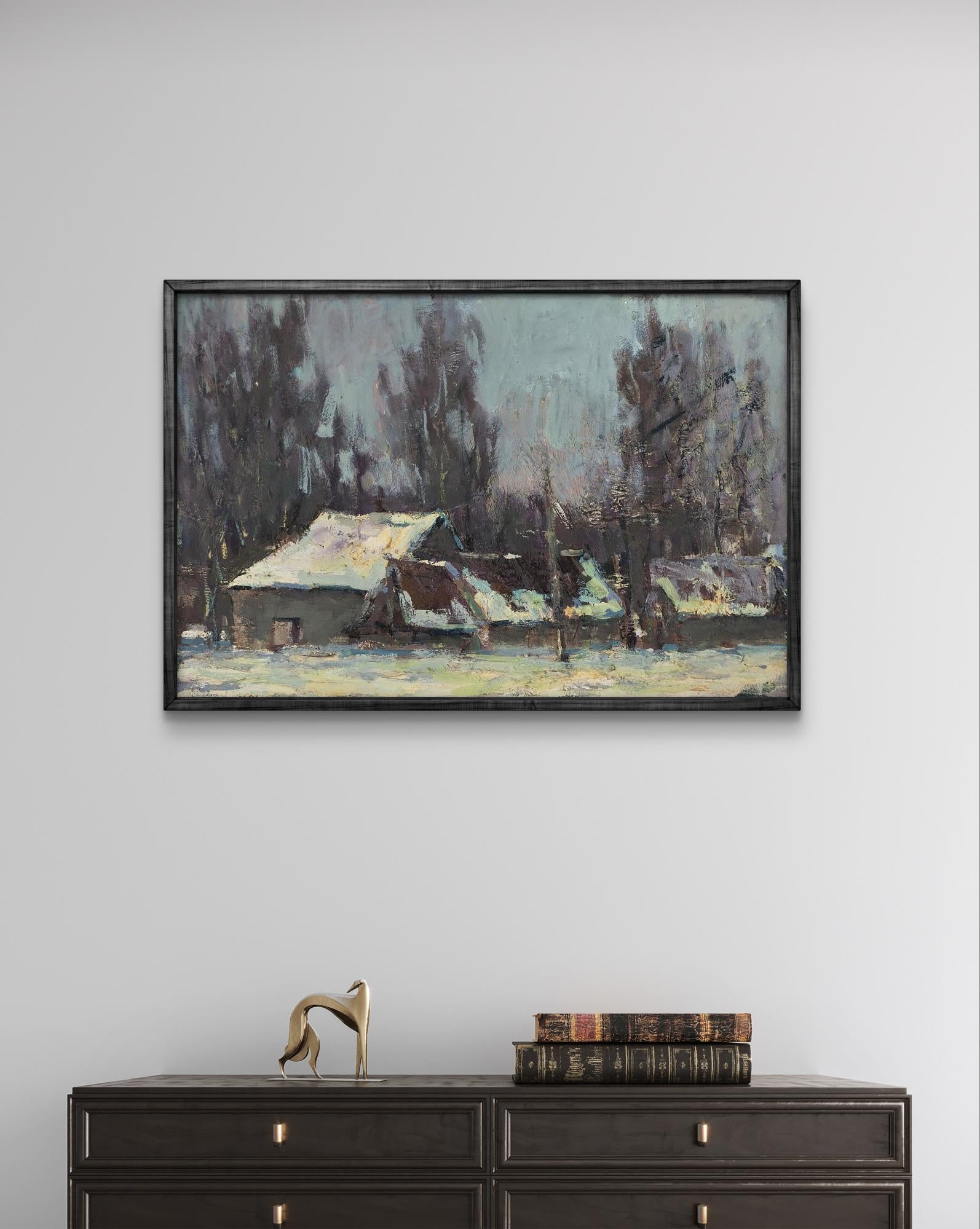 Framed Oil Painting After a Cold Night by Volodymyr Pashchenko