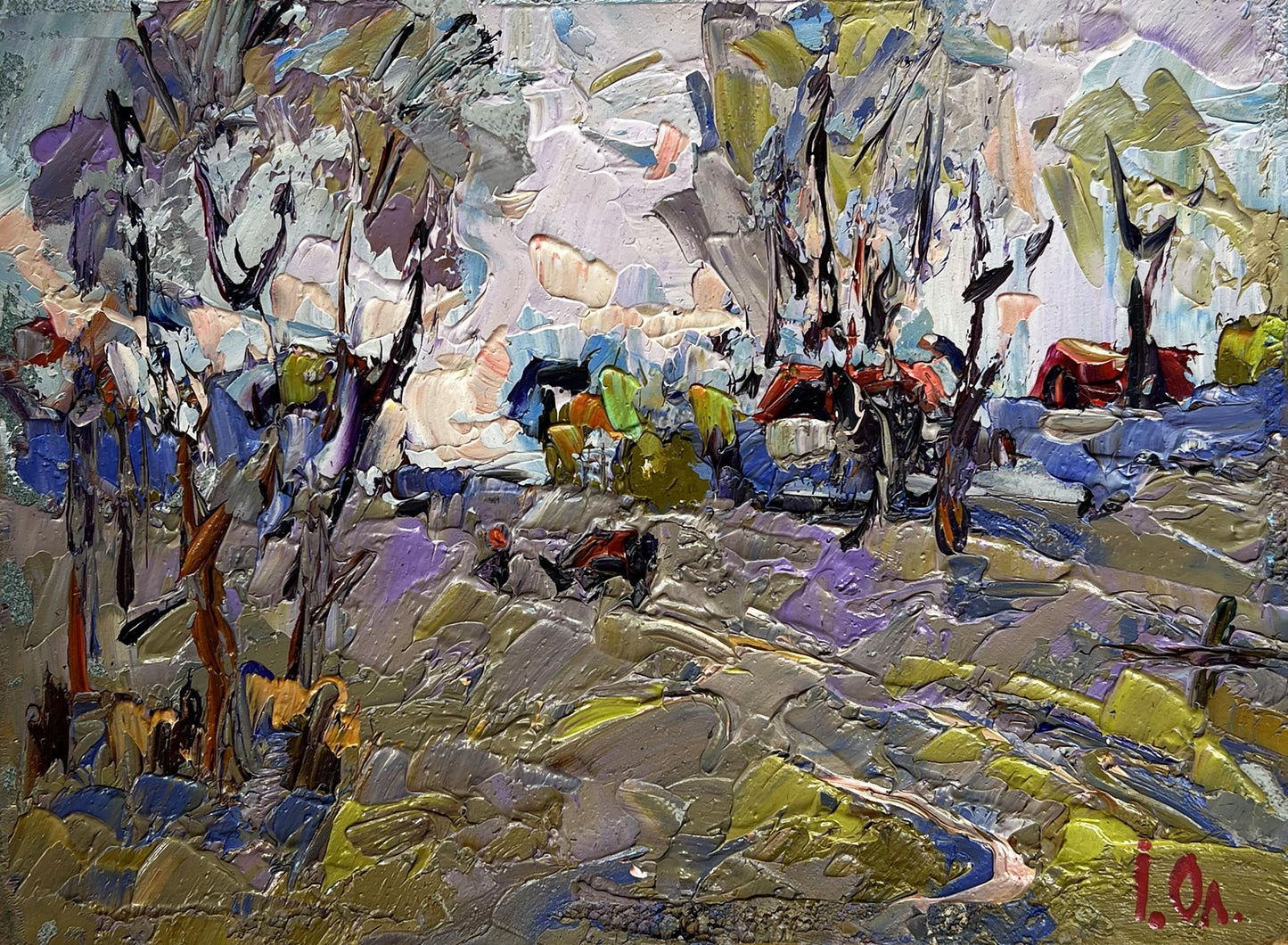 Oil painting Far from the village by Oleksiy Ivanyuk abstract landscape