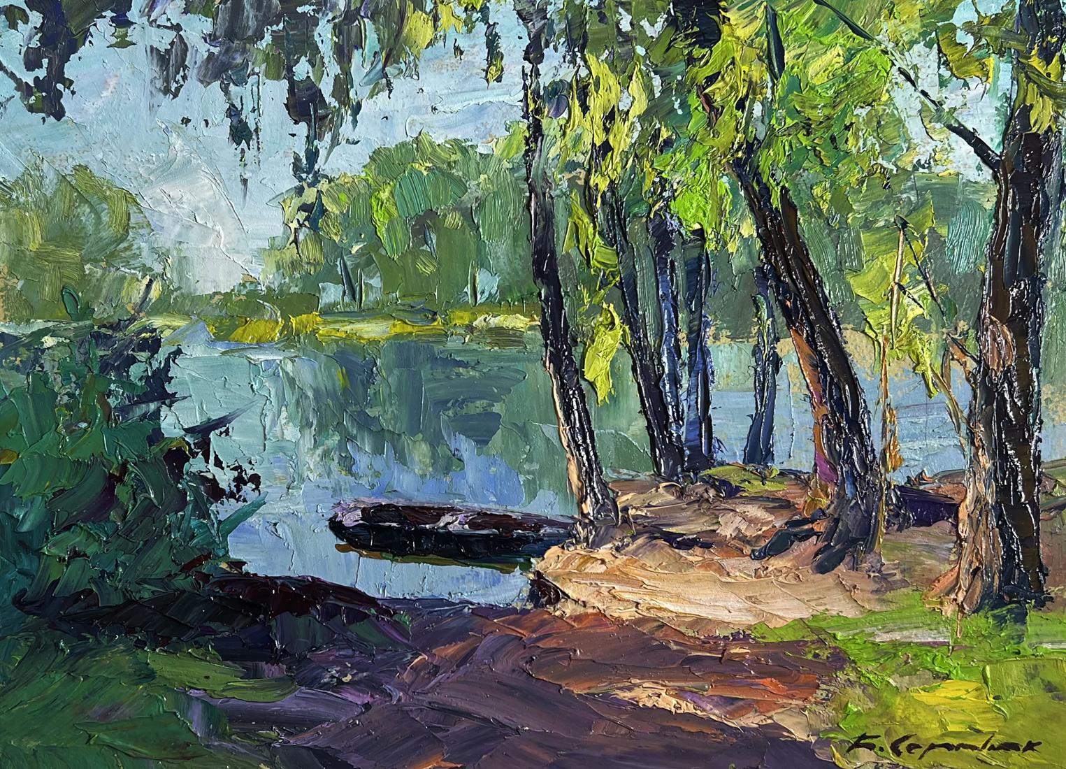 Vibrant impressionist oil painting A secluded place in nature by Boris Serdyuk