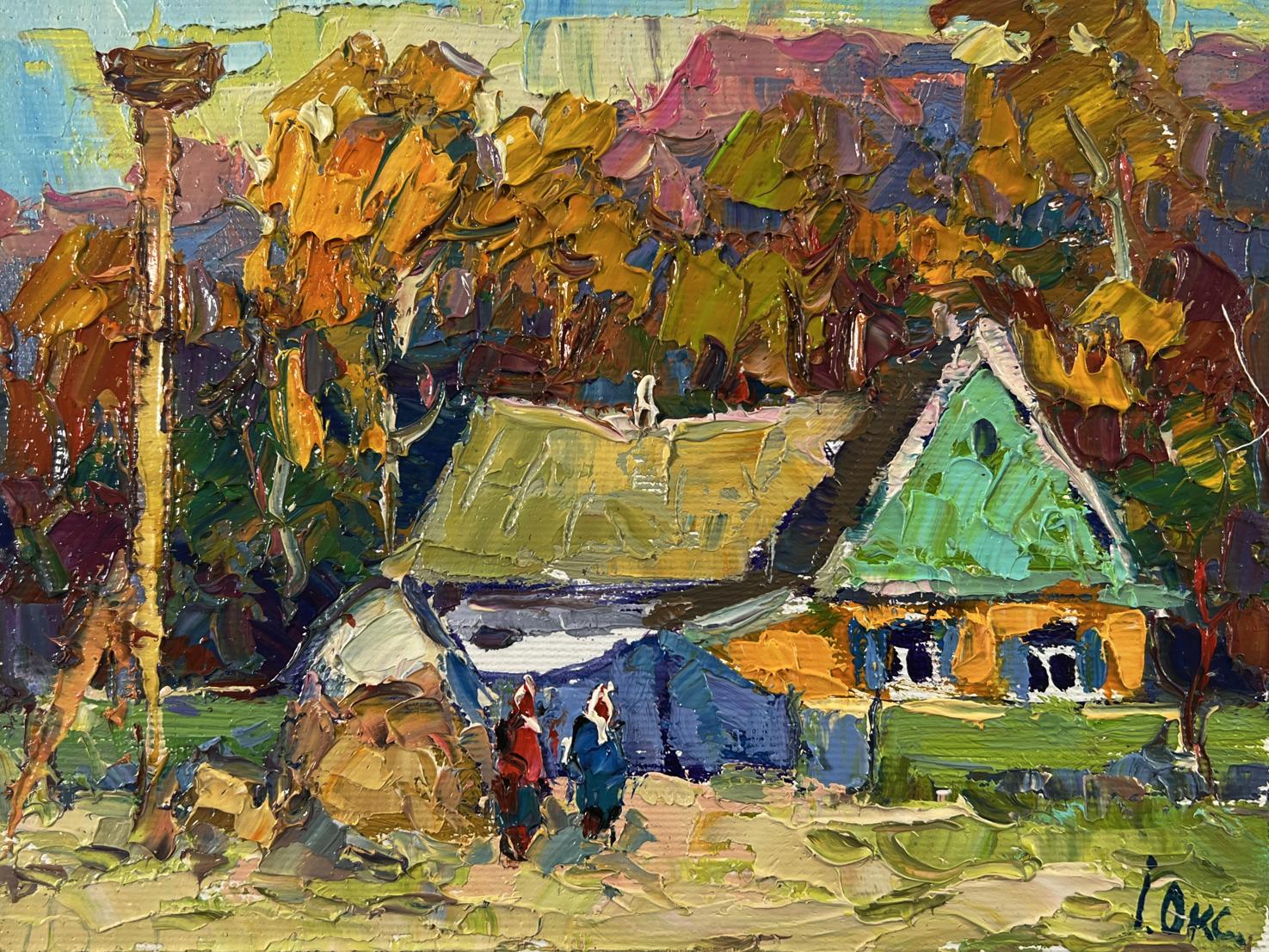 Vibrant impressionistic oil painting Neighbor’s house by Oksana Ivanyuk