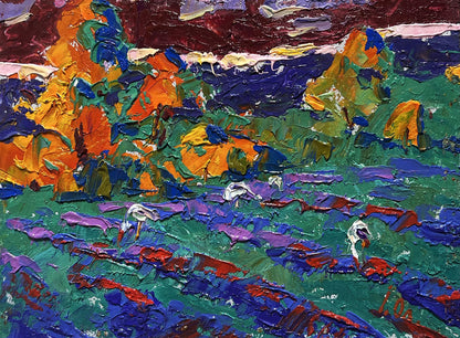 Vibrant impressionist oil painting Crimson evening in the field by Oleksiy Ivanyuk