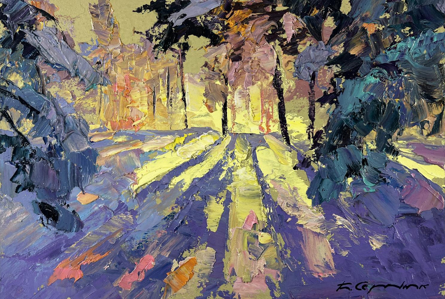 Vibrant impressionist oil painting The first rays of the sun in the east by Boris Serdyuk