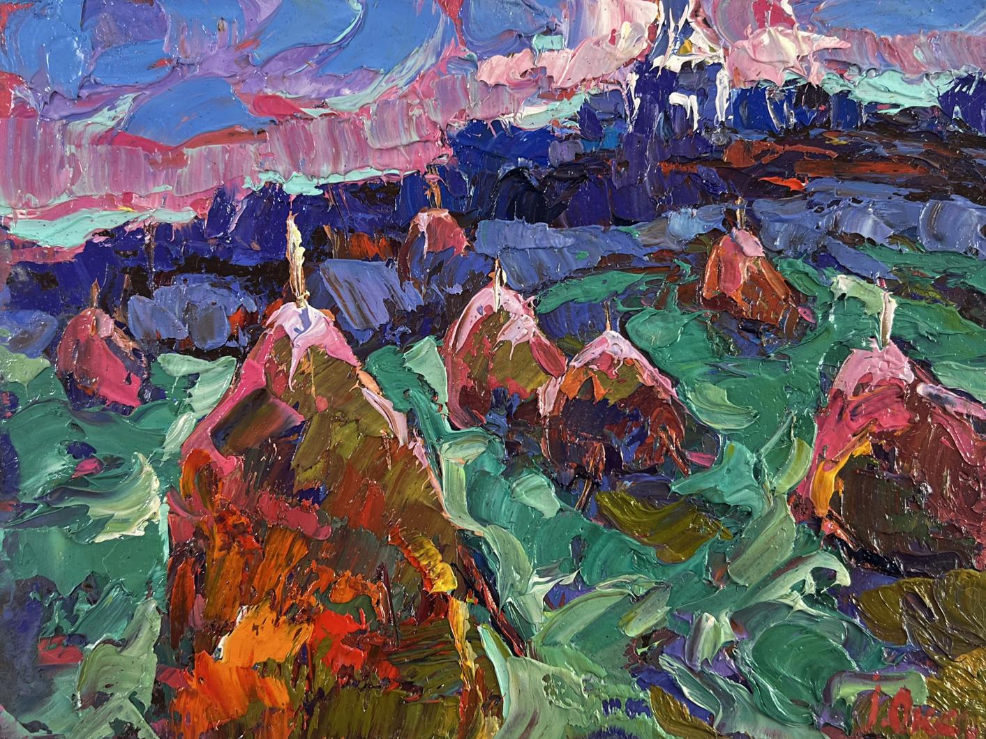 Vibrant impressionist oil painting The evening is falling silent by Oksana Ivanyuk