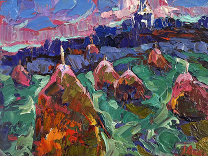 Vibrant impressionist oil painting The evening is falling silent by Oksana Ivanyuk