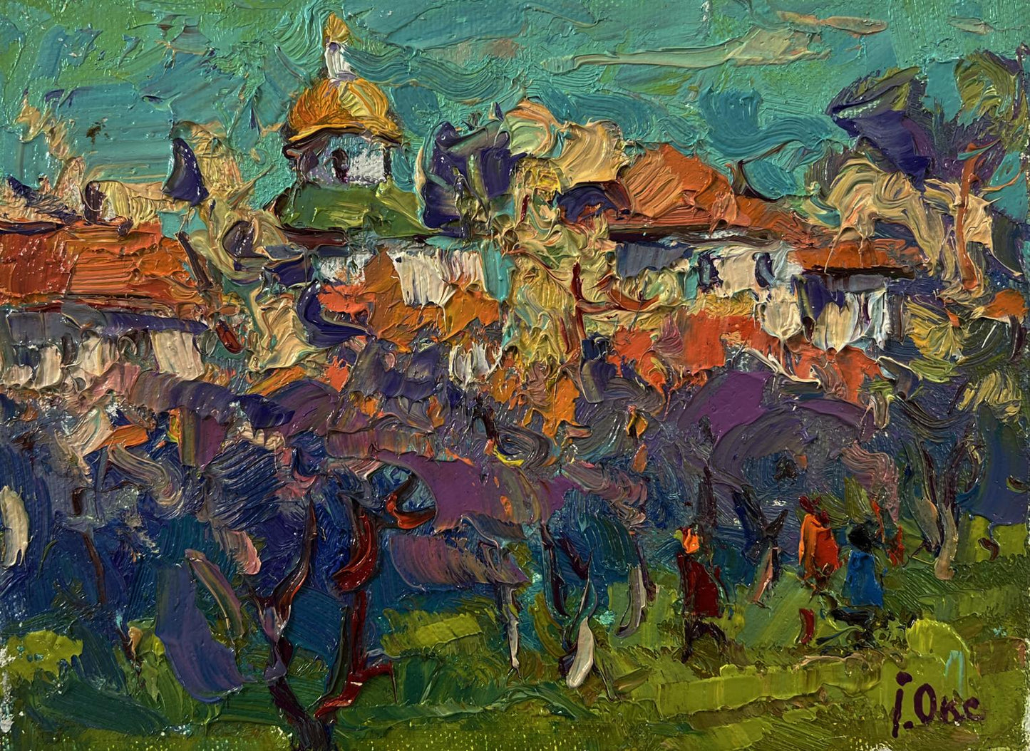 Vibrant impressionist oil painting Morning sound of bells by Oksana Ivanyuk