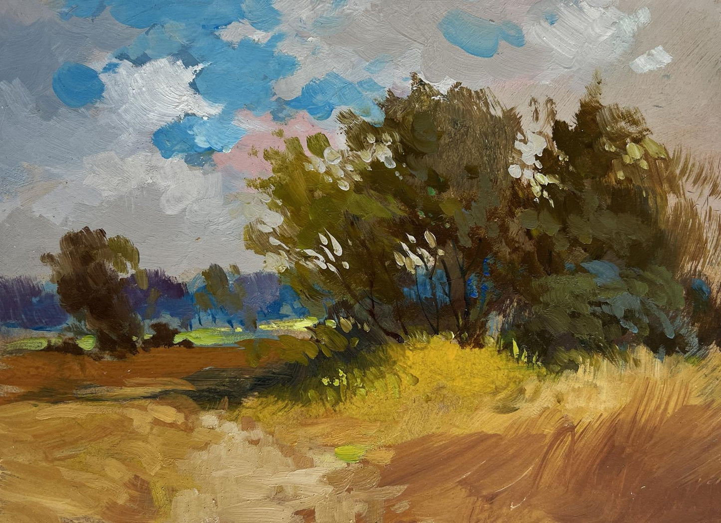Vibrant impressionist oil painting The Road to the Golden Fields by Yuriy Suprunchuk