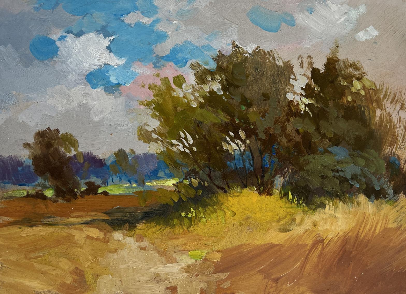 Vibrant impressionist oil painting The Road to the Golden Fields by Yuriy Suprunchuk