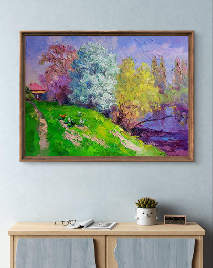Oil painting Spring has come by Boris Serdyuk in rustic frame