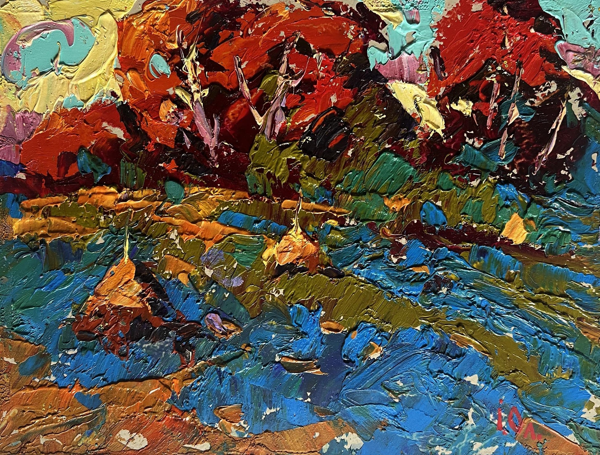 Vibrant impressionist oil painting Autumn romance in the field by Oleksiy Ivanyuk