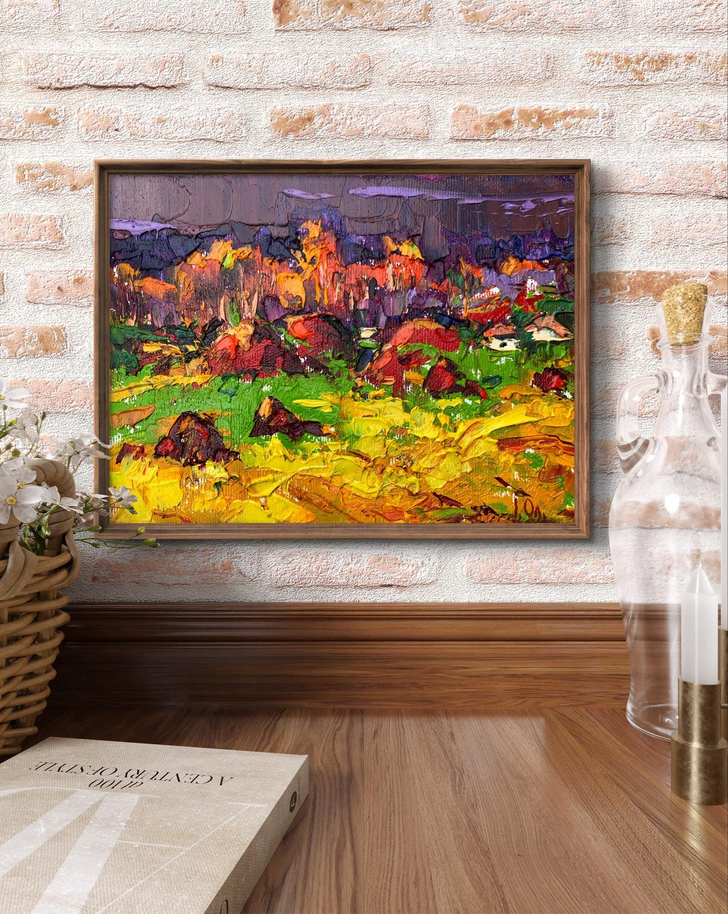 Oil painting After the Rain by Oksana Ivanyuk in wooden frame