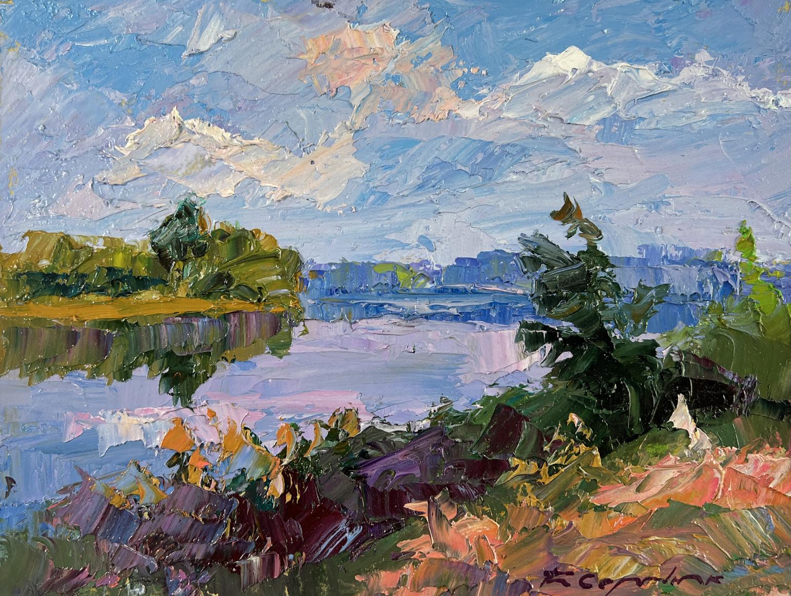 Vibrant impressionist oil painting Where the River Whispers to the Grass by Boris Serdyuk