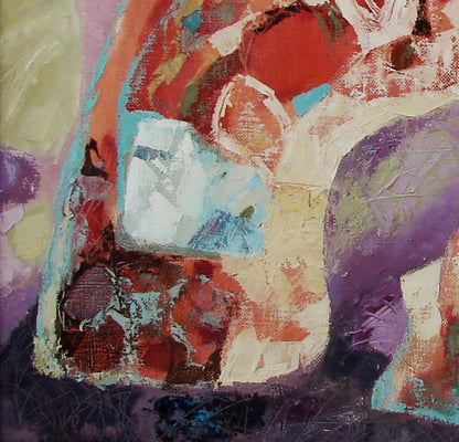 Oil painting Big and small by Tatyana Shulyak with bold textured strokes in reds purples blues