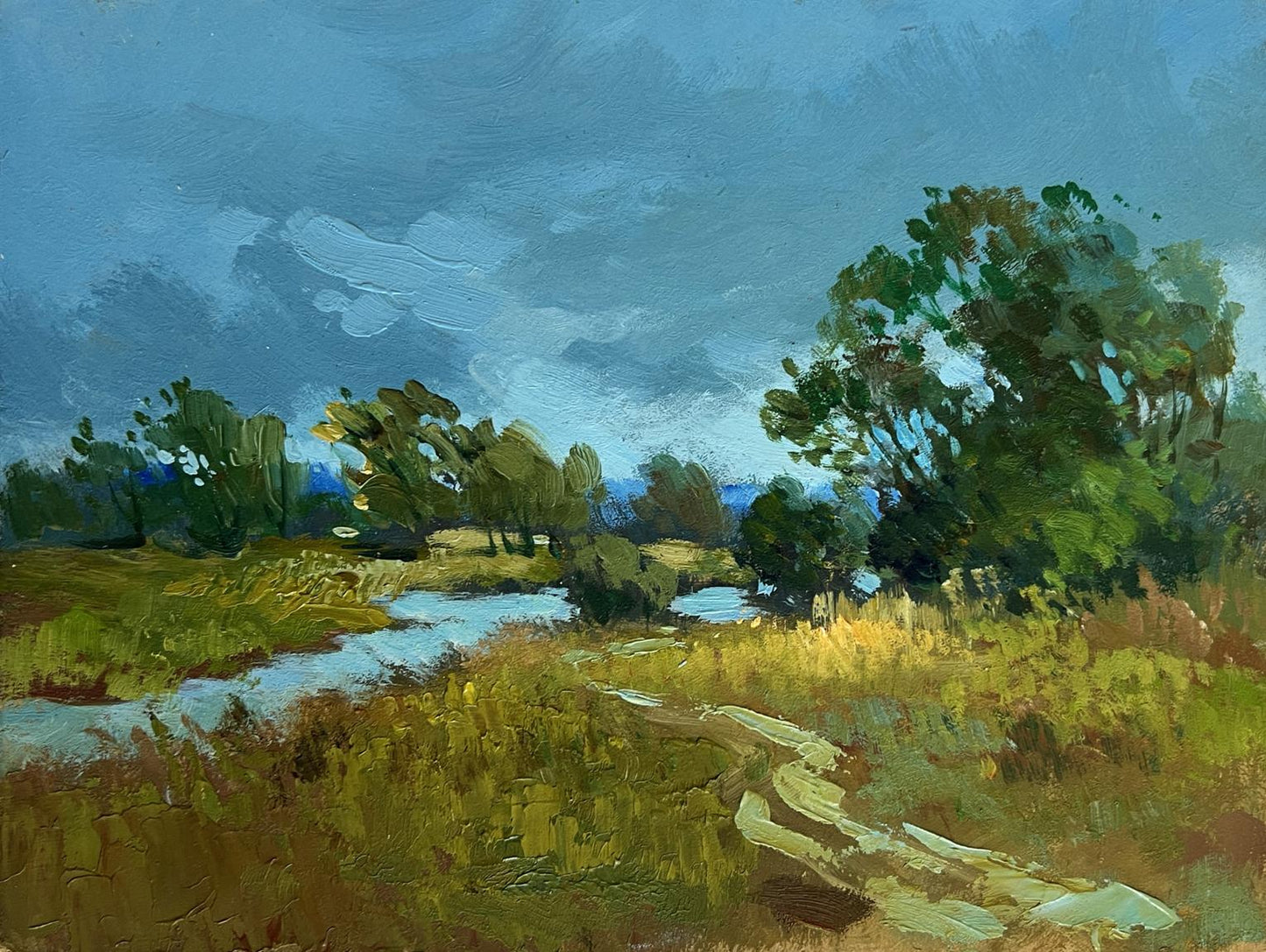 Textured oil painting of river Yuriy Suprunchuk flood by Yuriy Suprunchuk