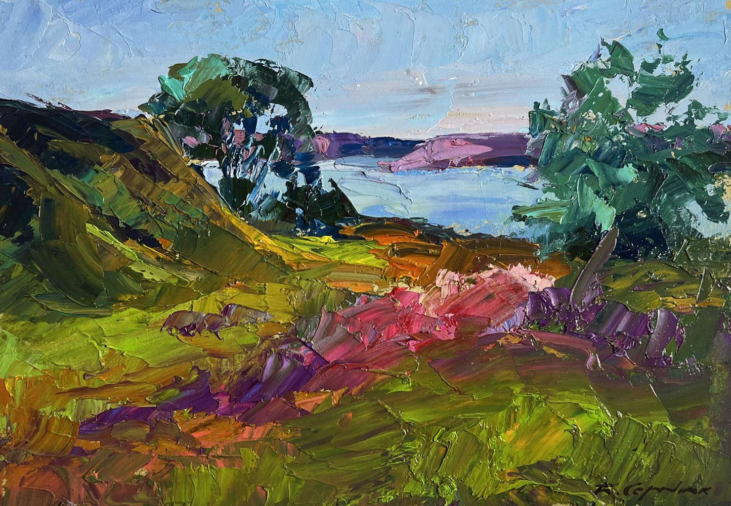 Vibrant impressionist oil painting The road to the river by Boris Serdyuk