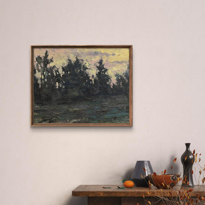 Oil painting Green forest by Volodymyr Pashchenko in wooden frame