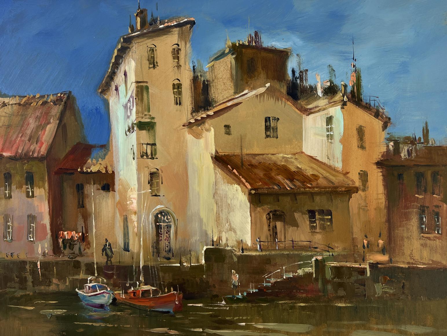 Oil painting Streets of Venice by Yuriy Suprunchuk, warm waterfront scene