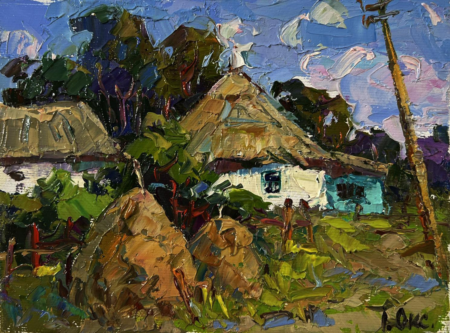 Vibrant impressionistic oil painting Summer village by Oksana Ivanyuk