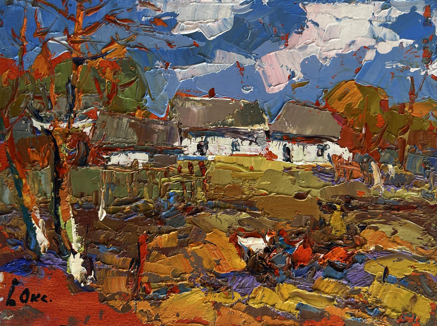 Vibrant impressionist oil painting Autumn golden time by Oksana Ivanyuk