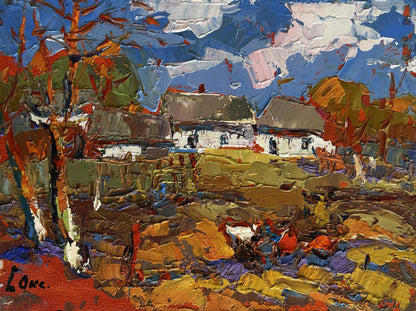 Vibrant impressionist oil painting Autumn golden time by Oksana Ivanyuk