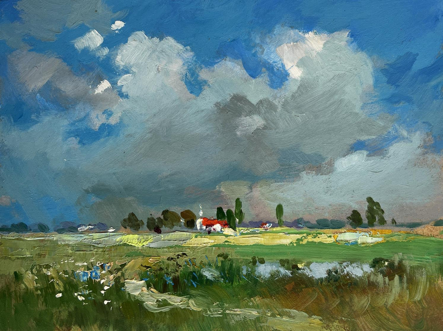 Vibrant impressionist oil painting Walk through the meadows by Yuriy Suprunchuk