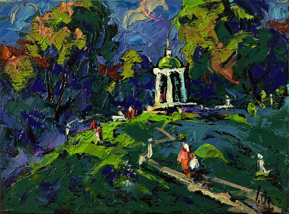 Oil painting of City Park with Gazebo by Oleksiy Ivanyuk
