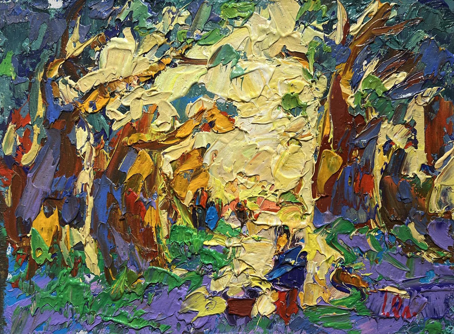 Vibrant impressionist oil painting Walking in the old park by Oleksiy Ivanyuk