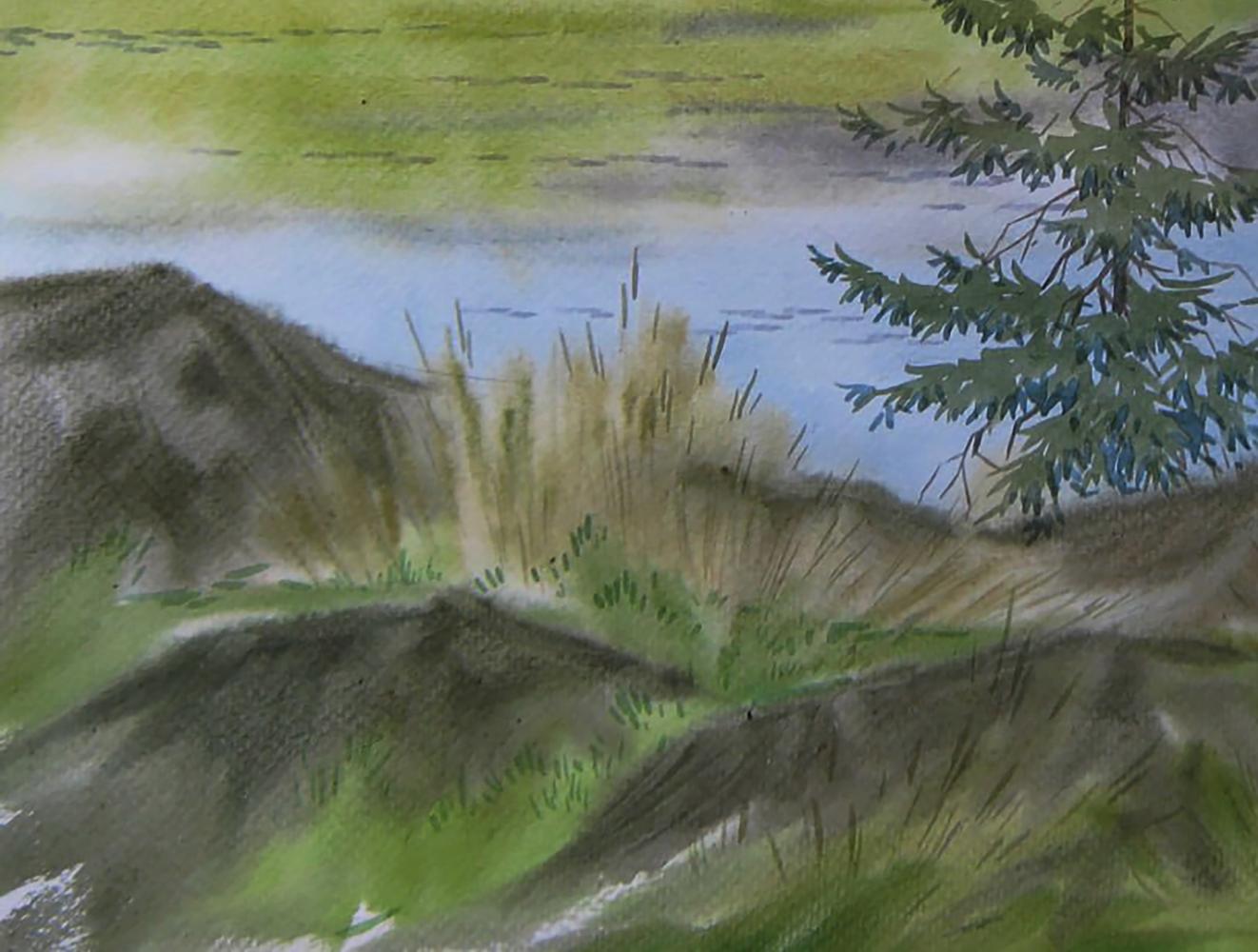 Watercolor painting of Green Coast River by Valery Savenets