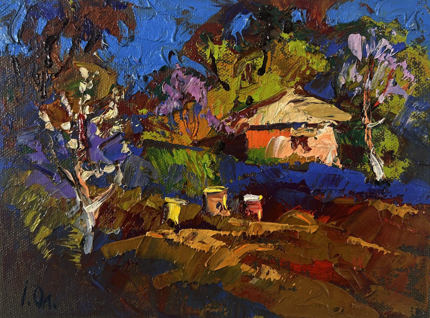 Vibrant impressionist oil painting Evening ray over spring fields by Oleksiy Ivanyuk