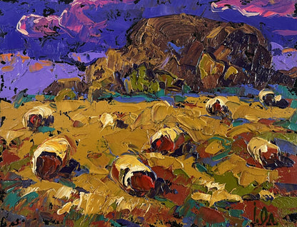 Vibrant impressionist oil painting Wind in the stubble by Oleksiy Ivanyuk