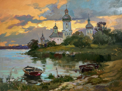 Oil painting The last rays over the temple by Yuriy Suprunchuk