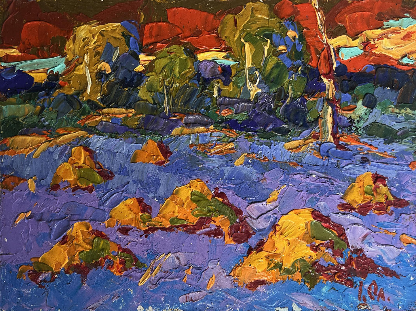 Vibrant impressionist oil painting Warm crimson evening by Oleksiy Ivanyuk
