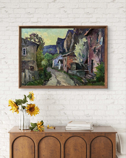 Rustic oil painting The house by the rock by Oleksandr Andreev