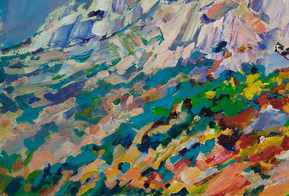 Vibrant acrylic painting White mountain by Leonid Pavlenko