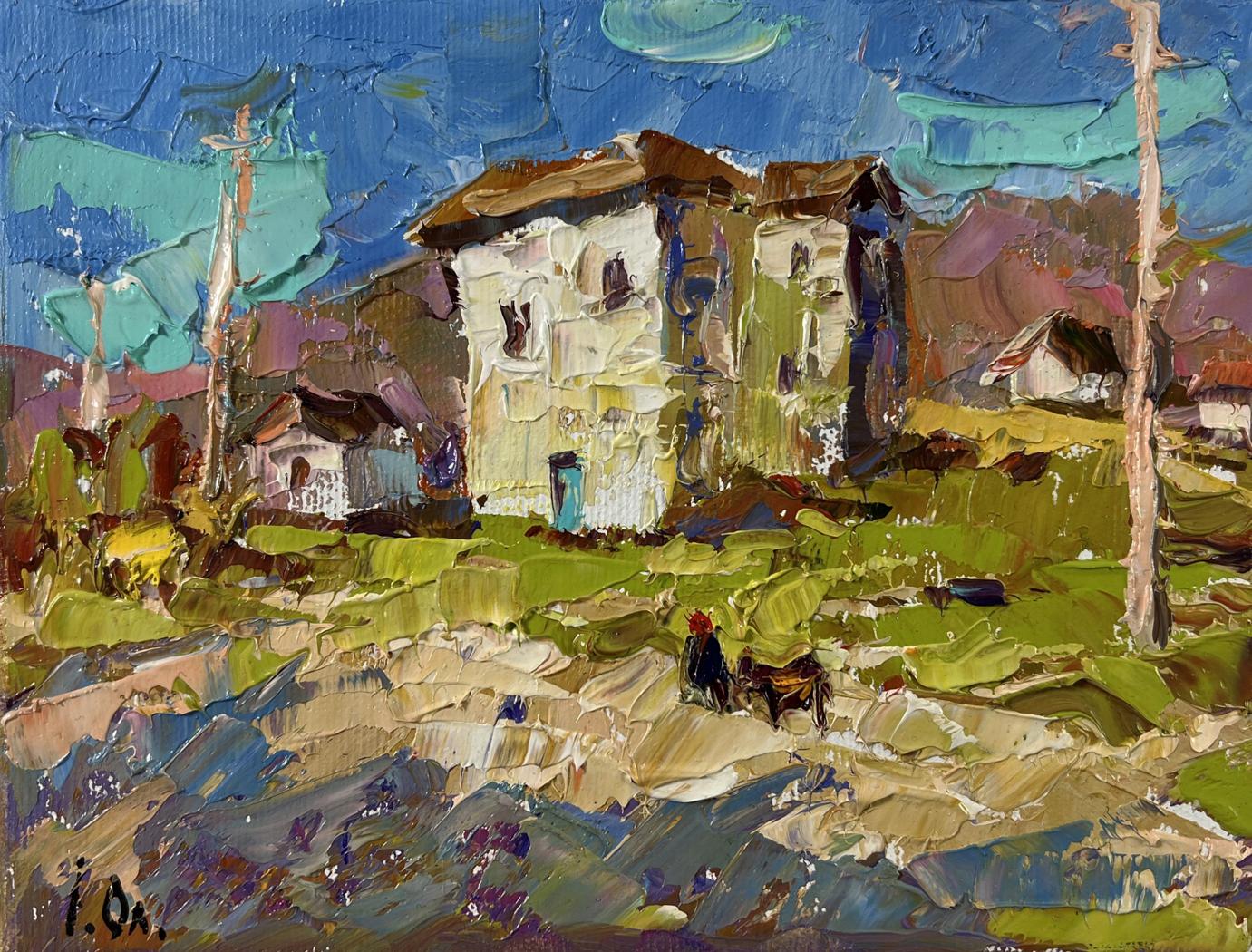 Oil painting of rustic village by Oleksiy Ivanyuk, Eastern motif