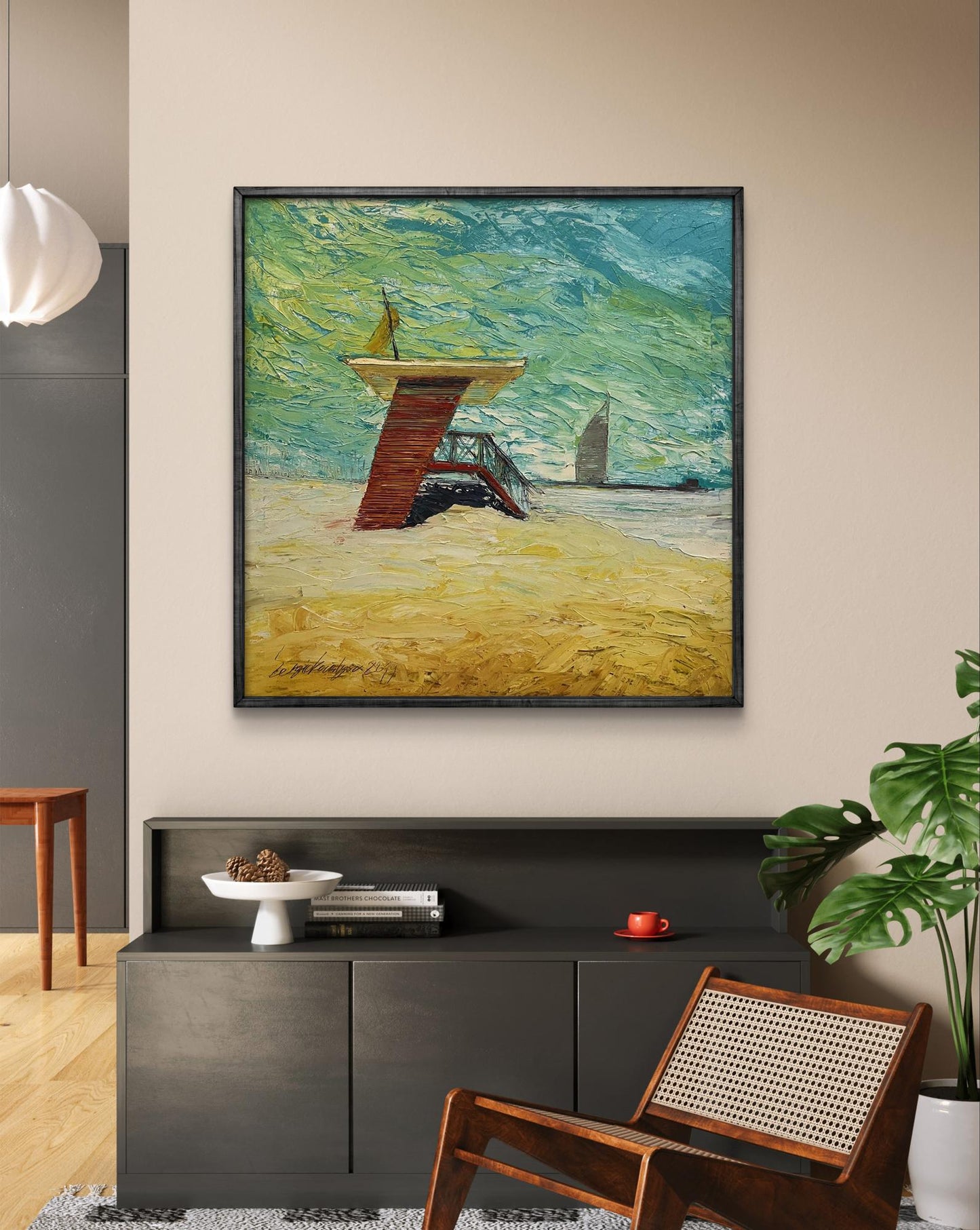 Impressionistic oil painting of Praia de Golfo by Serhiy Kovalev with beach scene