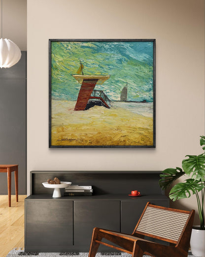 Impressionistic oil painting of Praia de Golfo by Serhiy Kovalev with beach scene